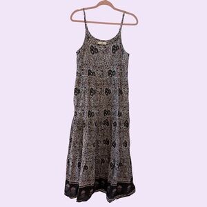 Natural Life Floral Tiered Midi / Maxi Dress XS / S Boho Festival Purple / Black